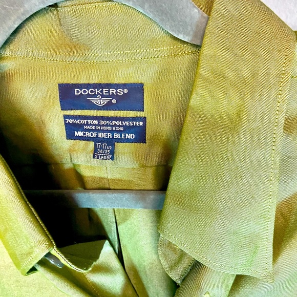 MEN’S DOCKERS BUTTON DOWN SHIRT GREEN - Picture 7 of 8